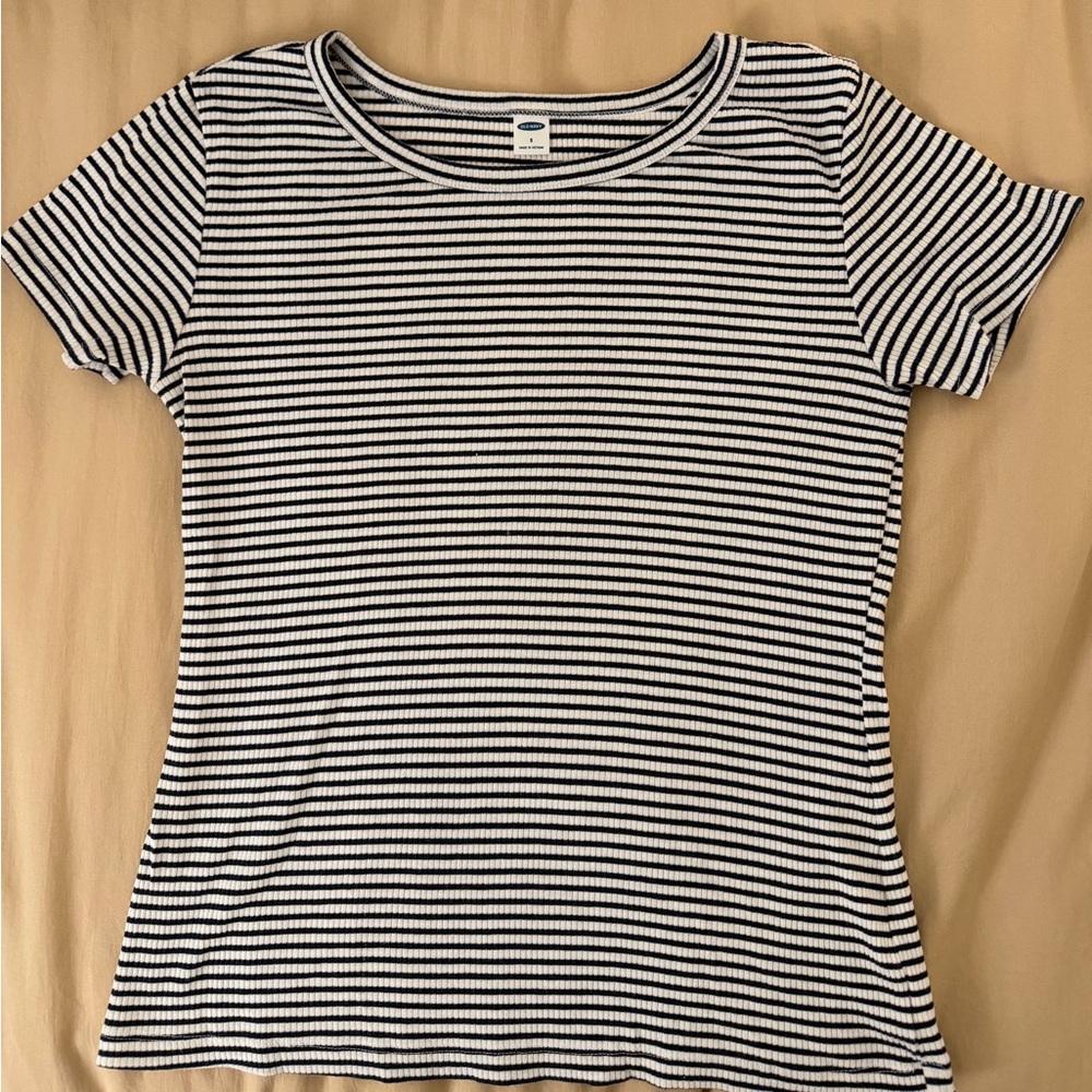 Old Navy Black and White Striped Tee